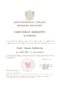 Certyfikat Joanna Szablewska