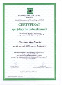 certyfikat Paulina Rudnicka